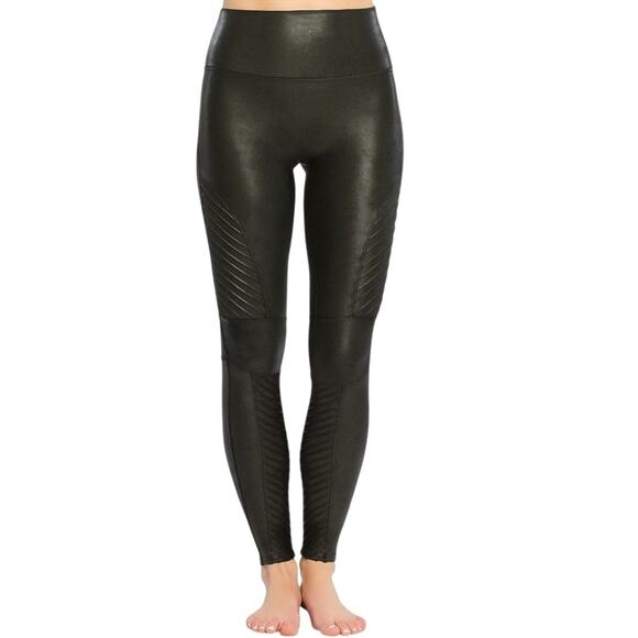 Spanx Moto Faux Leather Leggings Black Size Large - Picture 5 of 11